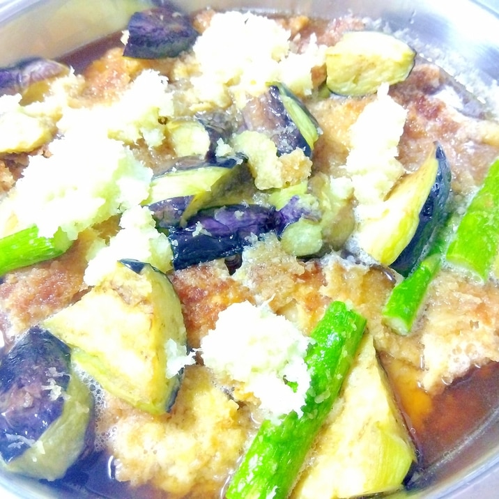 揚げ野菜とチキンカツのおろし煮++